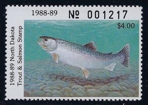 North Dakota 1988 - 89 Trout & Salmon Stamp  # NDTS-5