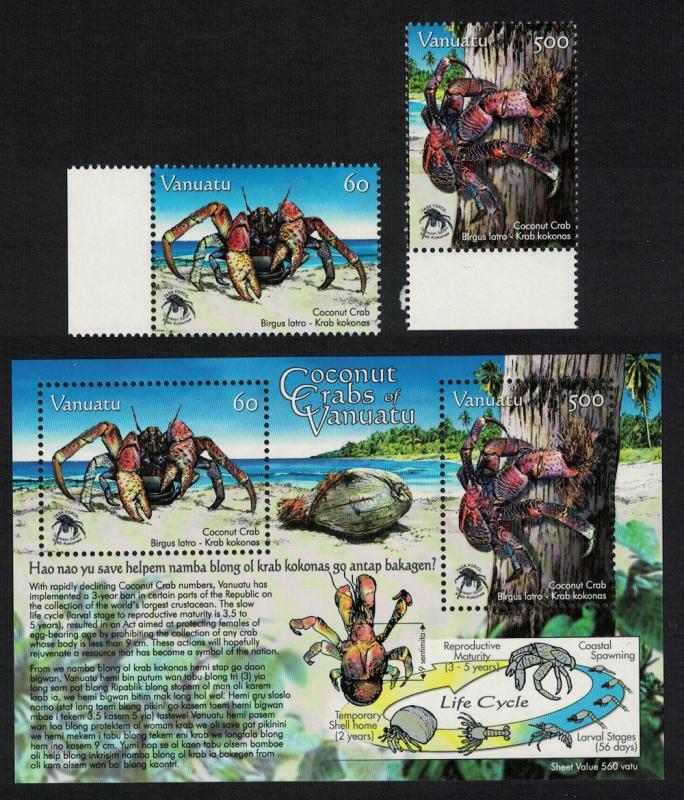 Vanuatu Coconut Crabs 2v+MS SG#1023-MS1025