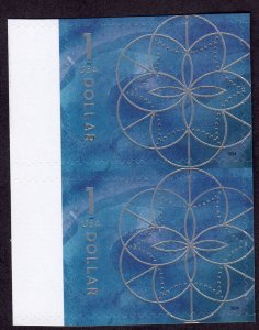 Scott #5853 Blue $1 Floral Geometry Pair of Stamps - MNH w/Gutter
