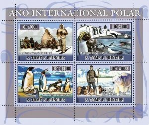 S. TOME & PRINCIPE 2007 - Int. Polar Year (people, penguins, dogs, bear) 4v