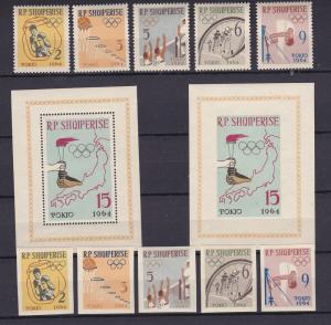 Albania  666-71 MNH 1963 Olympics Perf & Imperf w Sheets