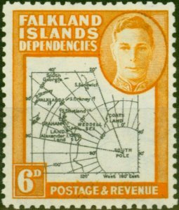 Falkland Islands Dep 1946 6d Black & Ochre SGG6e V.F MNH