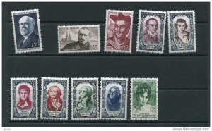 France 1950 Accumulation Complete sets MvLH (hinged  trace)