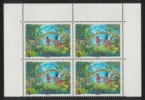 New Caledonia Butterfly Deer Flowers New Year Top Block of 4 2007 MNH