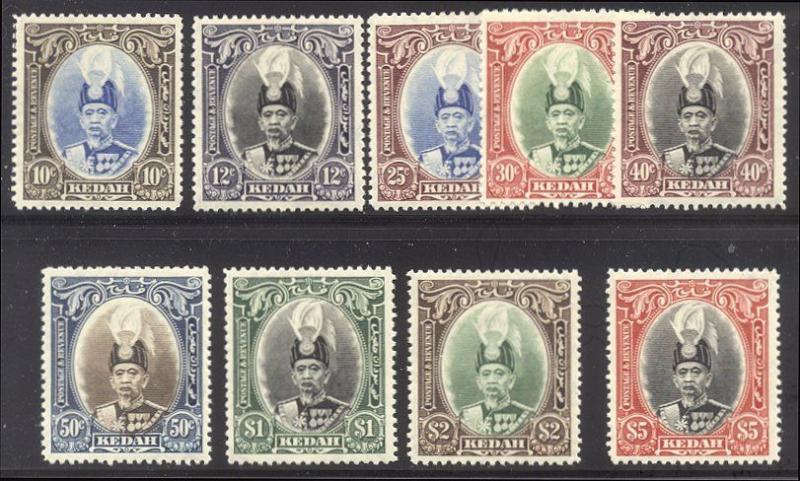 MALAYA / KEDAH #46-54 Mint - 1937 Sultan Set