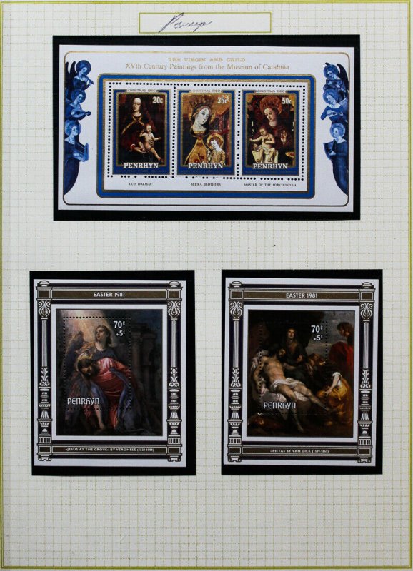 Penrhyn Stamps Mint NH Collection Art Sets S/S 1970's to 1980's