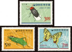 Korea 499-501 set/3 mnh 1966 Korean Wildlife - Insects