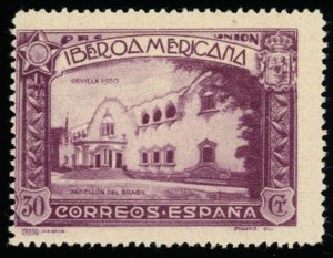 SPAIN Sc 441 MNH - 1930 30c - Exhibition Pavilion of Brazil - See Desc