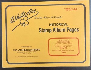 White Ace Historical Stamp Album Pages US Regular Single & Coil RSC-41 2017  NEW