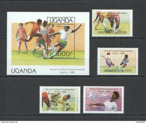 1986 Uganda Football World Cup Mexico 86 #460-63 Michel 18,5 Eu Bl+Set ** Pm009