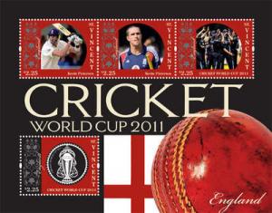 St Vincent - Cricket - 4 Stamp Mint Sheet SAV1114