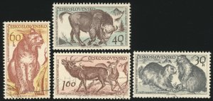 CZECHOSLOVAKIA 933-35, 937 VF/USED - 1956 Czech Wild Animals