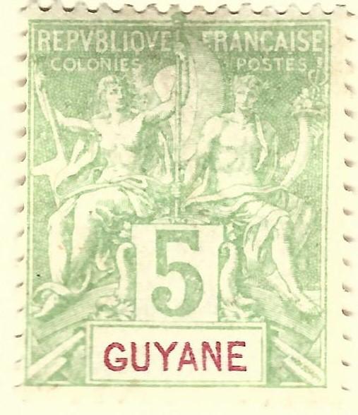 French Guiana (Sc #36) VF Mint OG hr...Difficult to find!