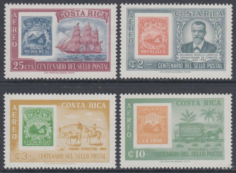 XG-AN325 COSTA RICA - Stamp On Stamp, 1963 Centenary Of First MNH Set