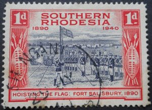 South Rhodesia 1940 One Penny with SHANGANI missing A (Skeleton) postmark