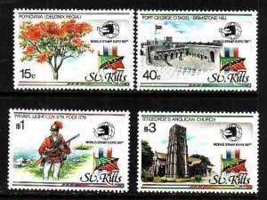 St Kitts-Sc#273-6- id9-unused NH set-World Stamp Expo-1989-please note all st