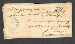 Nashville Tenn May 29 1840 Stampless Cover M/S 20 To NC No Contents