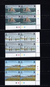South Georgia 254-56 Plate Blocks of 4 Ships 2000 MNH XF Complete Set SP
