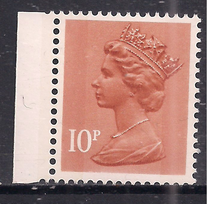 GB 1984 QE2 10p Orange Brown Machin Umm 2 band  Type 2 Ex DX  SG X886b ( K1109 )