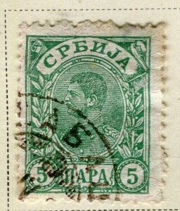 SERBIA; 1894 early classic potrait issue fine used 5p. value