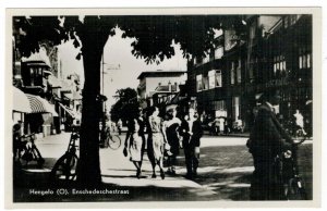 Postcard Netherlands 1950 Hengelo Street View Old Bicycle