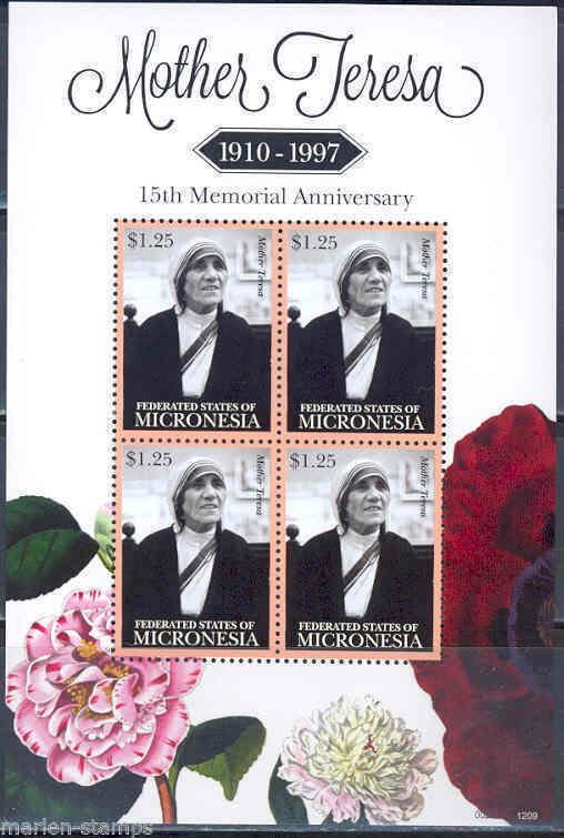 MICRONESIA MOTHER TERESA 15TH MEMORIAL ANNIVERSARY SHEET OF 4