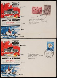 MALAYSIA 1963 Kuala Lumpur - Jesselton set of 4 First Flight Covers.