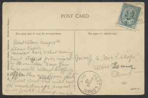 1910 Kirkella & Saskatoon RPO Postmark on Post Card to West Lorne ONT