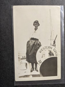 SS WESTERN CROSS 1920 Naval LIFEBUOY Postcard BALBOA, CANAL ZONE 
