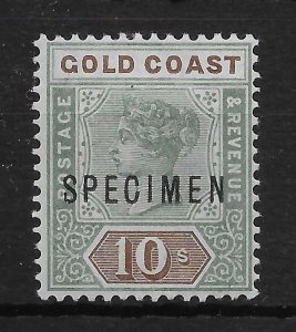 GOLD COAST SG34s 1900 10/= GREEN & BROWN SPECIMEN MTD MINT (r)