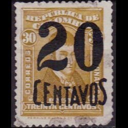 COLOMBIA 1932 - Scott# 410 Leader Surch. 20c Used