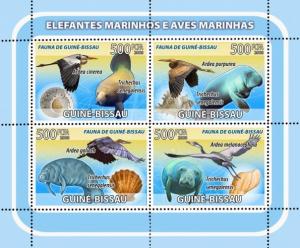 GUINEA BISSAU 2008 SHEET SEA ELEPHANTS BIRDS SEASHELLS SHELLS MARINE LIFE