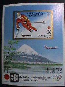 ​AJMAN STAMP 1972  20TH WINTER OLYMPIC GAMES SAPPORO JAPAN'72-IMPERF MNH: S/S