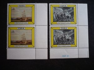 Stamps - Cuba - Scott#933-934 - MNH Set in Pairs with corner selvedge