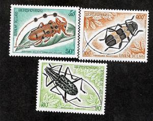 Laos 253-255 Mint NH Bugs!