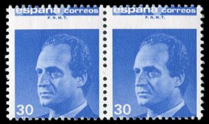 Spain #2435var, 1985-92 30c ultramarine, dramatic shift of the design variety...