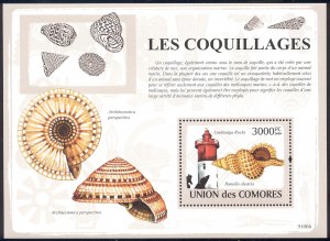 Comoro Islands - 2009 s/s of 1 Shells and Lighthouses #1084 cv $ 15.50 Lot # 92