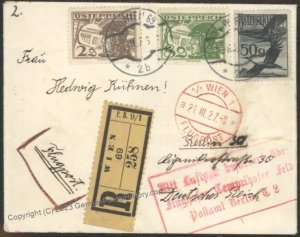 Austria 1927 Vienna Berlin Flight Flugpost Airmail Cover 110602