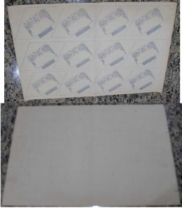 2d Mulready Envelopes COMPLET SHEET of 12 RARE Unpriced in SG