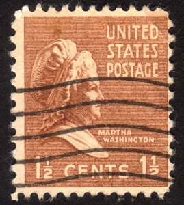 1938, US 1 1/2c, Martha Washington, Used, Sc 805