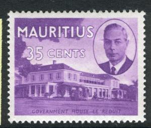 MAURITIUS;  1950 early GVI issue fine Mint hinged 35c. value