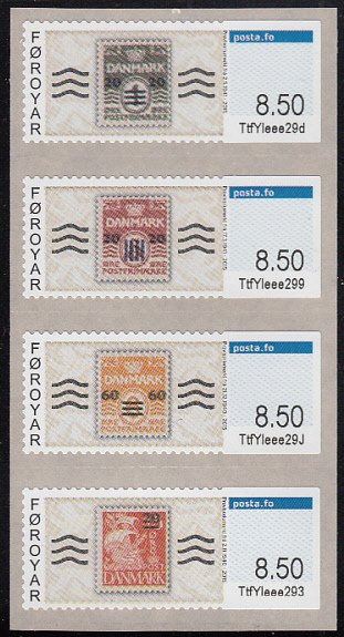 Faroe Islands 2015 MNH Strip of 4 Vending Machine Stamps 8.50k