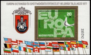 Hungary 1977 MNH** - Souvenir Sheet - Europa, Map and Dove - Scott # C 376