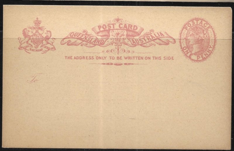 Queensland Postal Stationery Postcard H&G 4 Unused