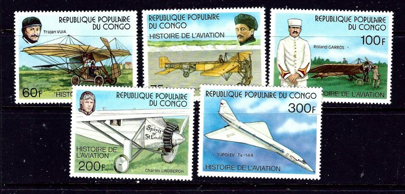 Congo (PR) 421-25 MNH 1977 History of Aviation