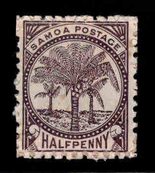 Samoa Scott 9d purple brown colored stamp 1895 MH*