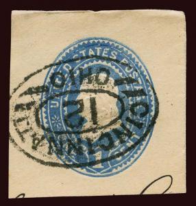 W301 cut square fancy cancel, Cincinnati, Ohio, double oval, numeral 12