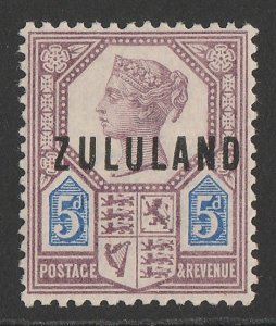 ZULULAND : 1888 'ZULULAND' on QV GB 5d dull purple & blue. 