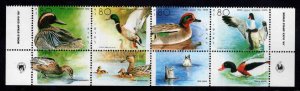 ISRAEL Scott 1025 MNH** Duck stamp  strip with tabs