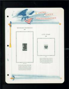 1987 White Ace U.S Commemorative Issue Plate Block Stamp Supplement Pages PB-39s 